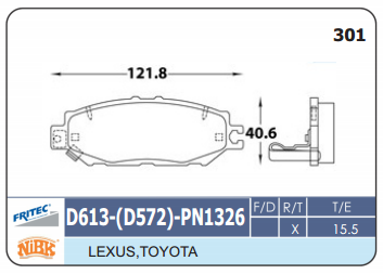 Pastilla de freno para LEXUS, TOYOTA  D613  marca FRITEC