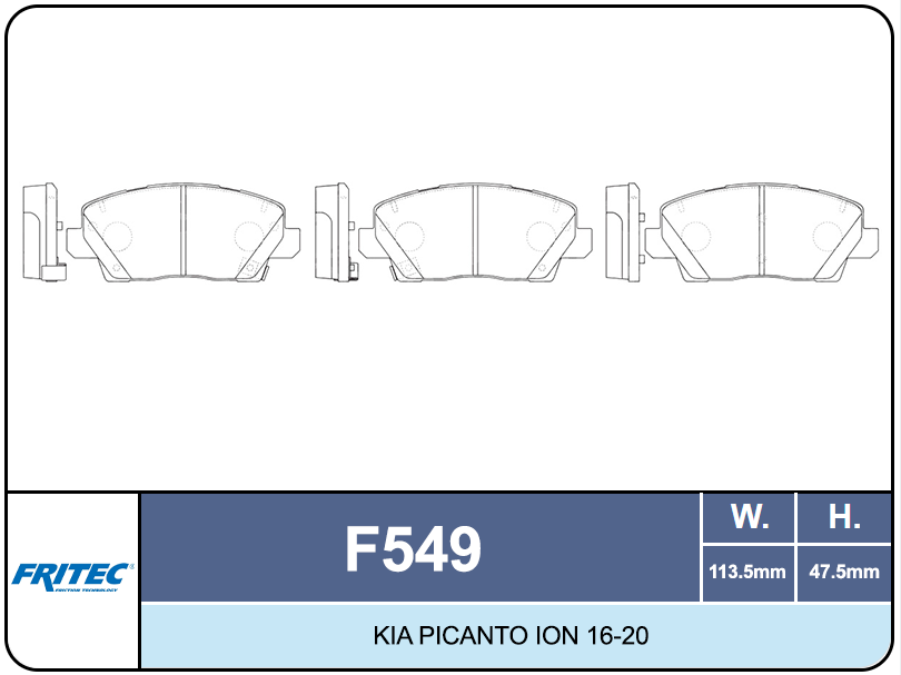 Pastilla de freno para IA PICANTO ION 16-20 F549 marca FRITEC